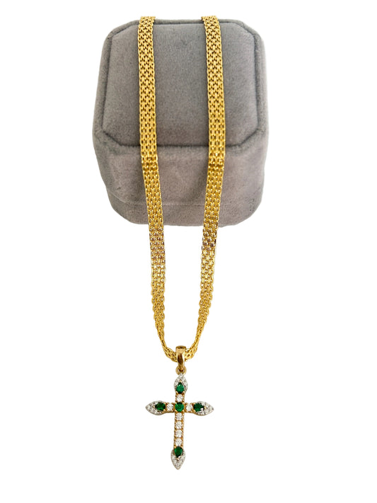 Zirconia Cross Bismarck Necklace