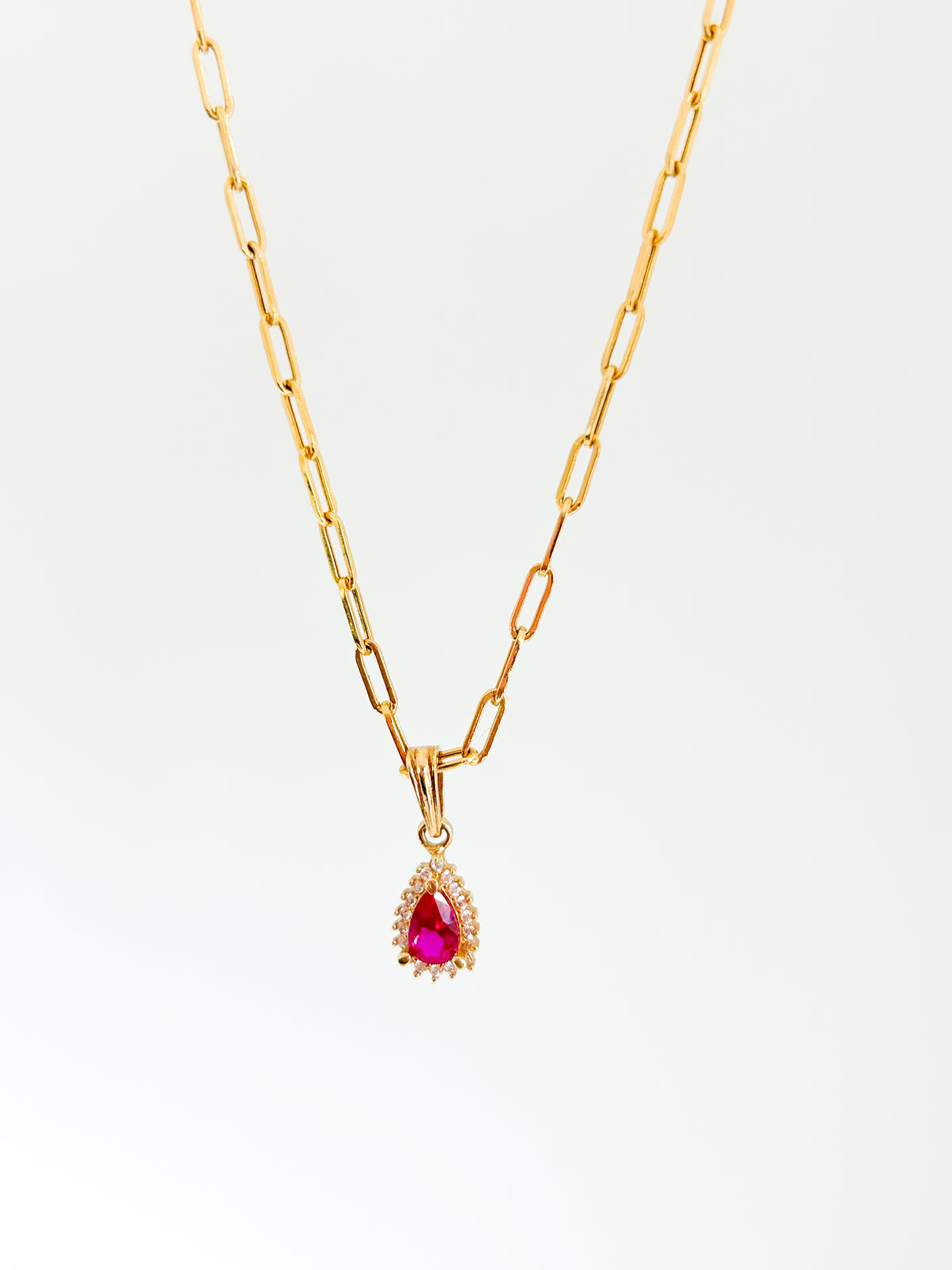 Zirconia Paper Clip Necklace