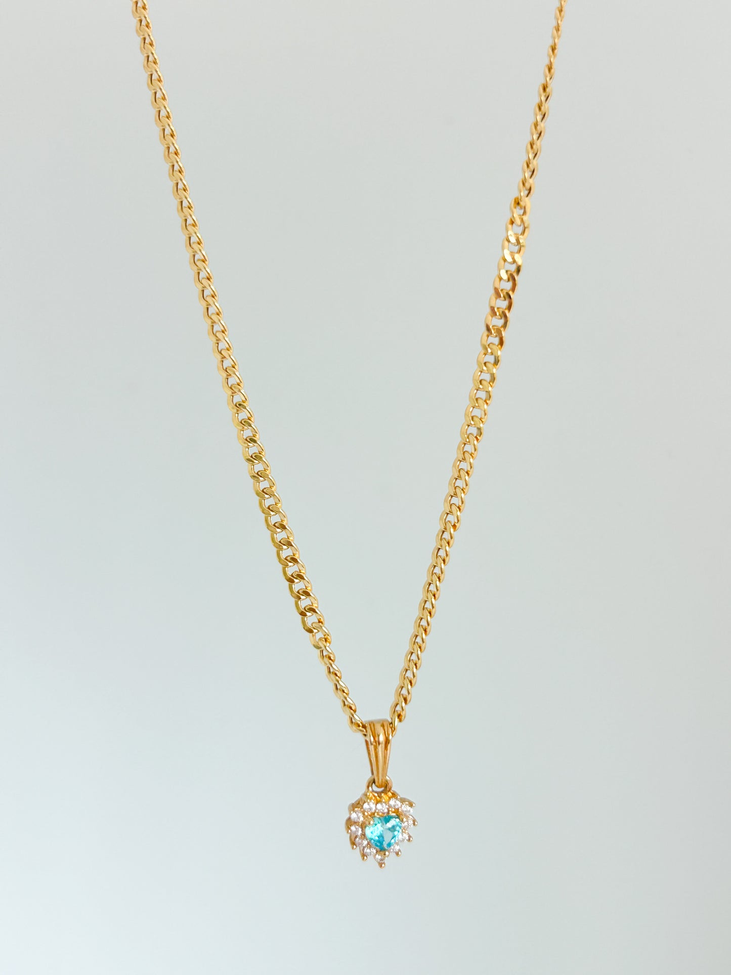 Zirconia Heart Cuban Necklace