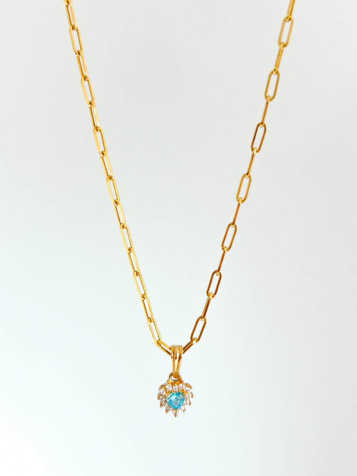 Zirconia Paper Clip Necklace