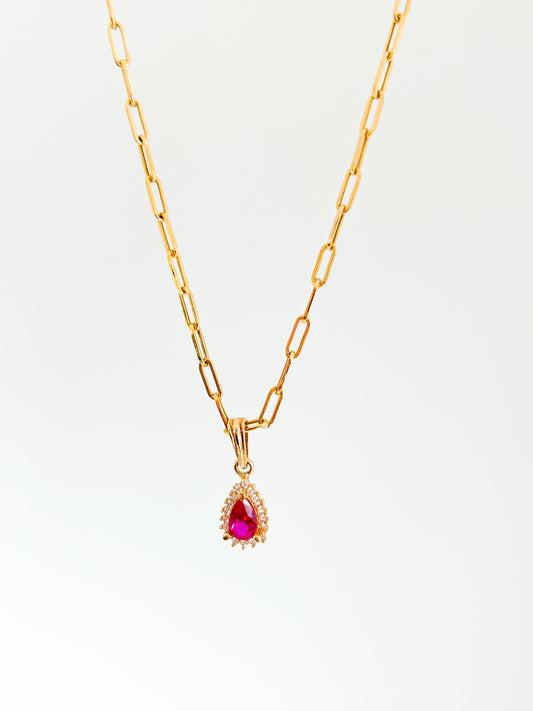 Zirconia Paper Clip Necklace
