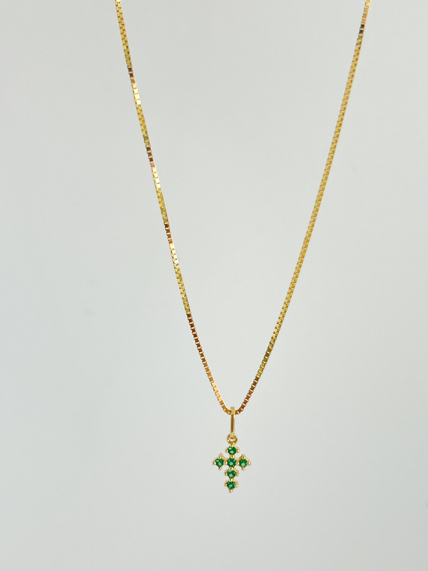 Green Zirconia Cross Necklace