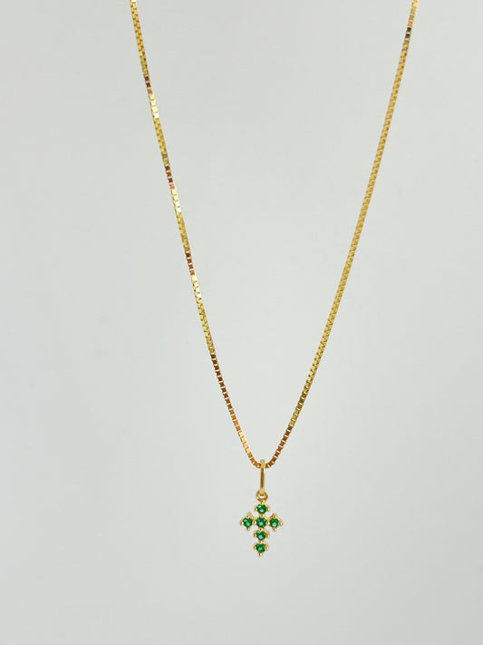 Green Zirconia Cross Necklace
