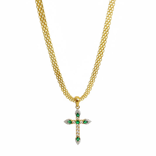 Zirconia Cross Bismarck Necklace