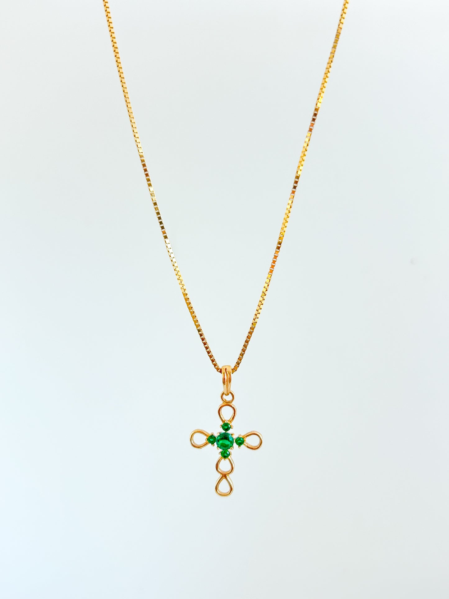 Green Zirconia Cross Necklace