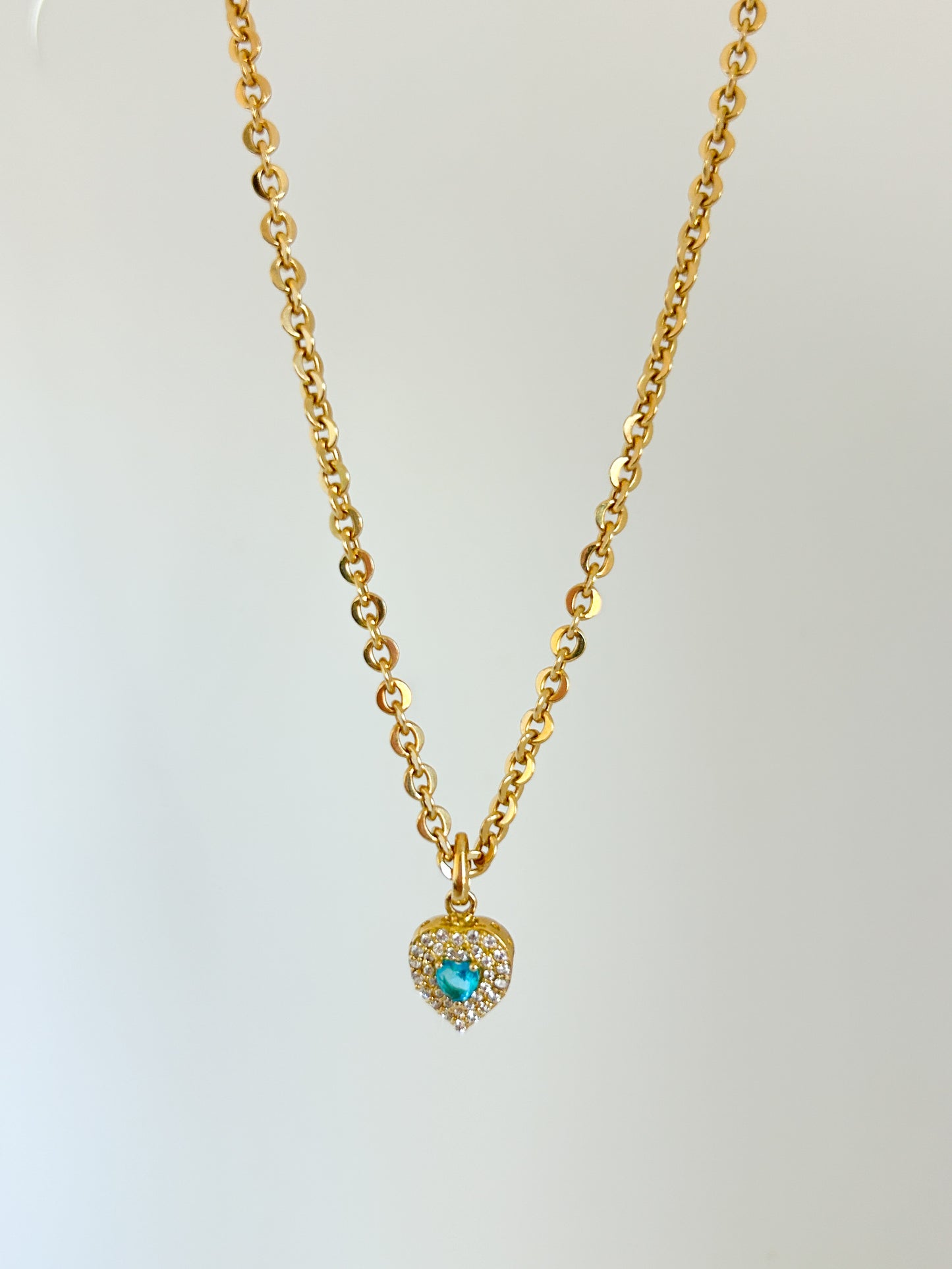 Blue Zirconia Heart Necklace