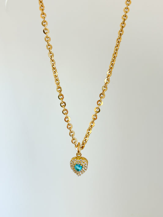 Blue Zirconia Heart Necklace