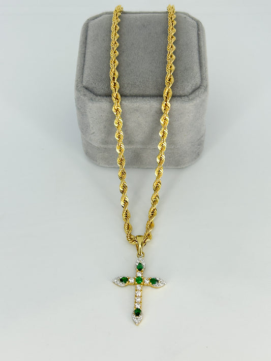 Zirconia Cross Rope Necklace
