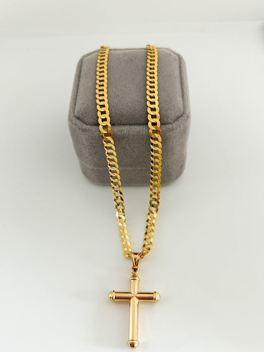 Cross Flat Cuban Necklace