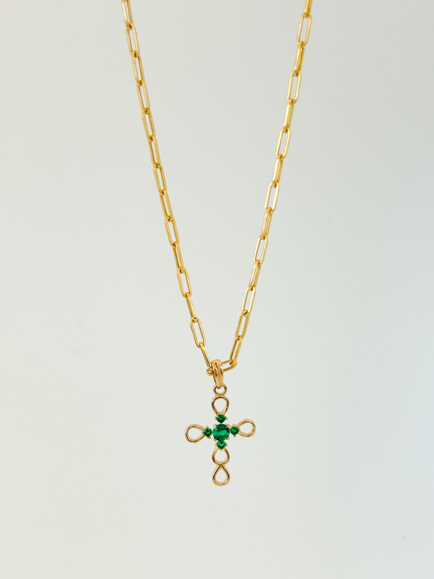 Green Zirconia Cross Necklace