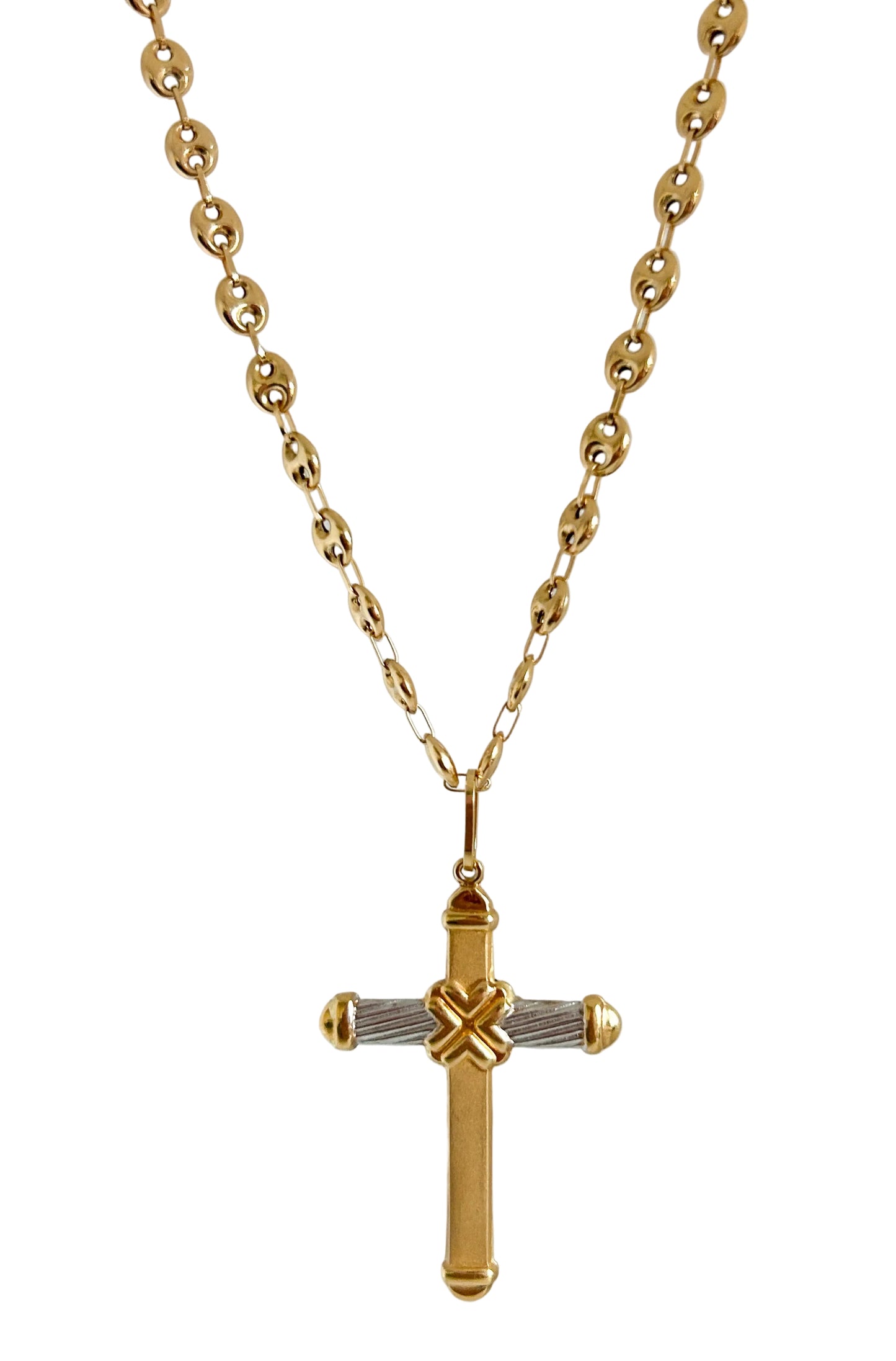Bicolor Cross Marine Necklace