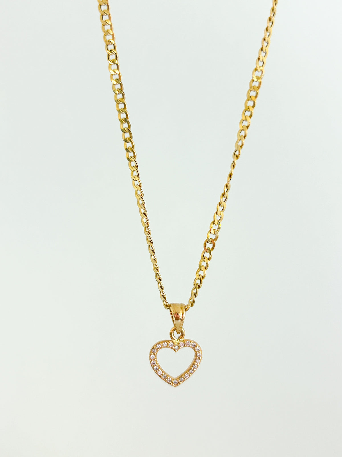 Zirconia Heart Cuban Necklace